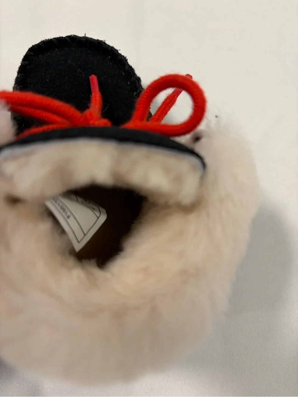 UGG Baby Moccasin Booties with Fur and Red Laces